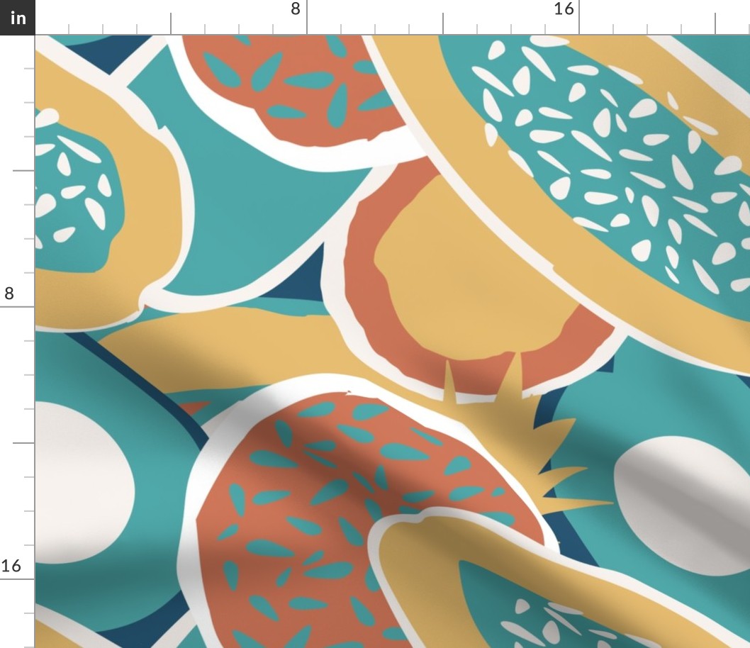 abstract tropical fruit  blue collection
