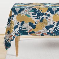 funny toucan in tropical jungle blue collection