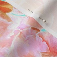 Abstracted Full Blown Roses in Candy Pink and Pale Cyan - large