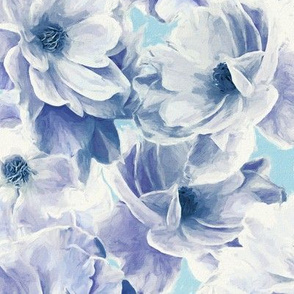 Abstracted Full Blown Roses in Blue Purple - large