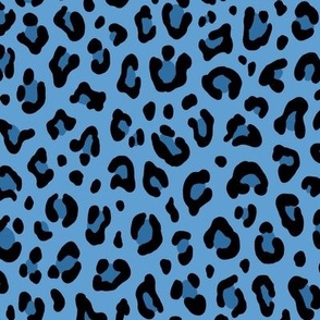 ★ LEOPARD PRINT in AZURE BLUE ★ Medium Scale / Collection : Leopard spots – Punk Rock Animal Prints