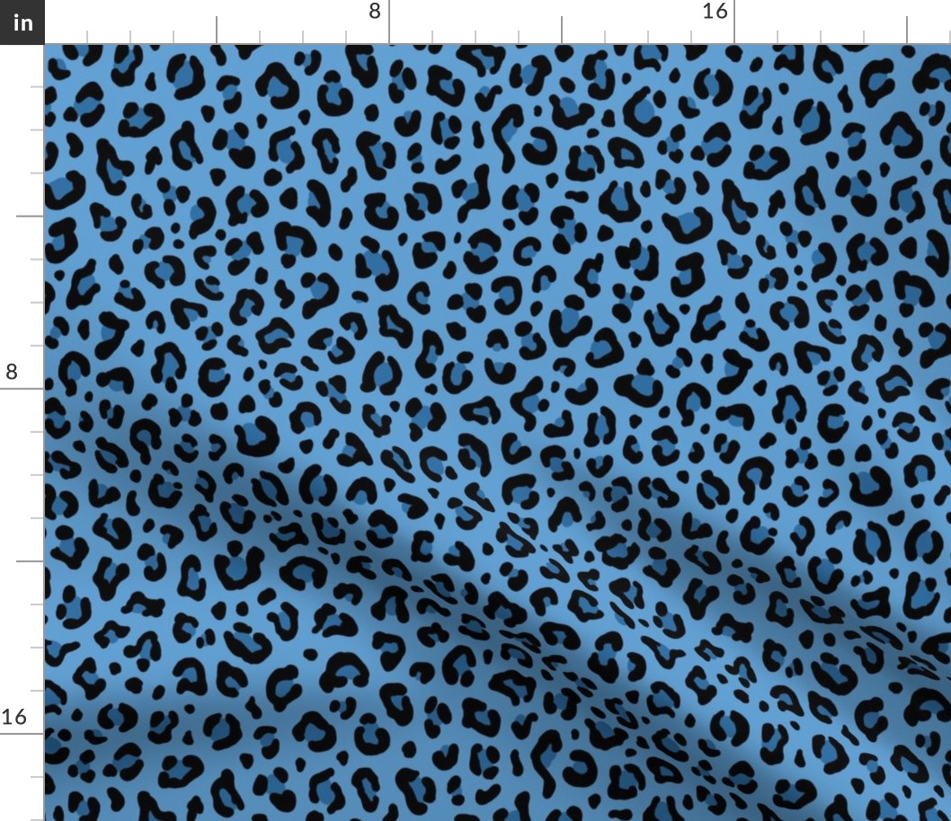 ★ LEOPARD PRINT in AZURE BLUE ★ Medium Scale / Collection : Leopard spots – Punk Rock Animal Prints