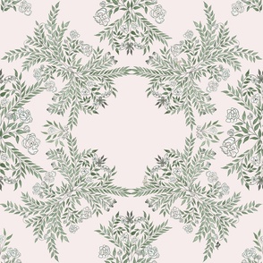 English Garden Watercolor Pattern on Pale Pink