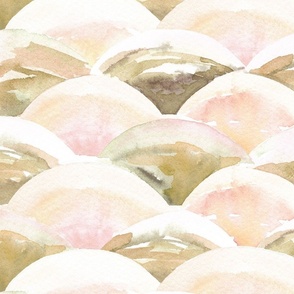 Neutral Watercolor Scallops Largest