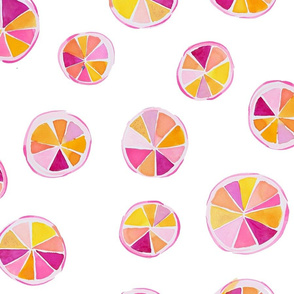 pink citrus slices on white - repeat - large scale