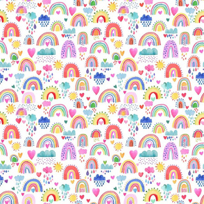 Lovely rainbows Watercolor Multicolor White Small