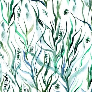 wild Tuscan grass in emerald - watercolor nature greenery a159-2