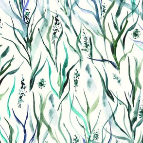 wild Tuscan grass - watercolor nature greenery a159