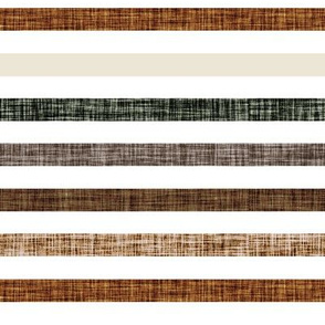 1/2" linen stripes: sand, blue olive, mud, coffee no. 2, caramel no. 2, brown