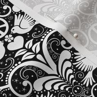 Peace Out Damask- black and white- small