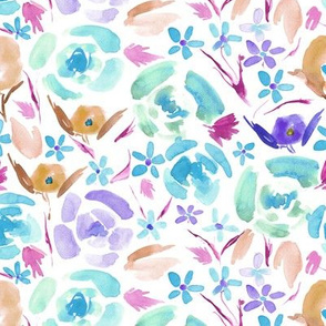 primavera florals - vibrant watercolor flowers - painted colorful floral a158-3