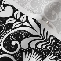 Peace Out Damask- black and white- medium