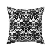 Peace Out Damask- black and white- medium