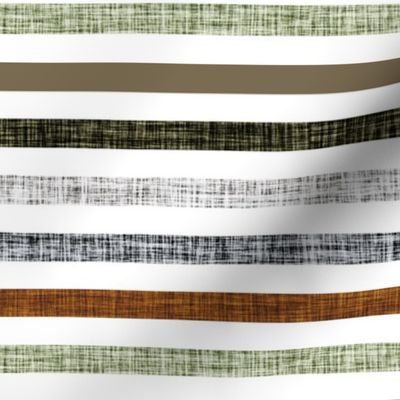 1/2" linen stripes: cobble, green olive, grey no. 2, pewter, tawny, junglewood