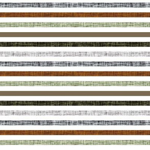 1/4" linen stripes: cobble, green olive, grey no. 2, pewter, tawny, junglewood