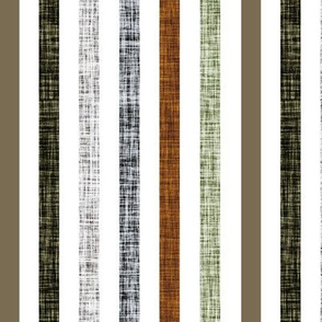 1/2" rotated linen stripes: cobble, green olive, grey no. 2, pewter, tawny, junglewood