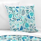 Cheerful and juicy tropical summer_monochrome blue