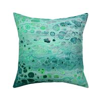 Large format pour painting bright green teal
