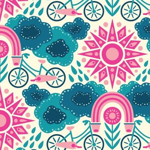 Bicycles + Rainbows | Medium Scale | Hot Pink Blue Bicycle