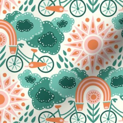 Bicycles + Rainbows | Medium Scale | Teal Orange Bicycle