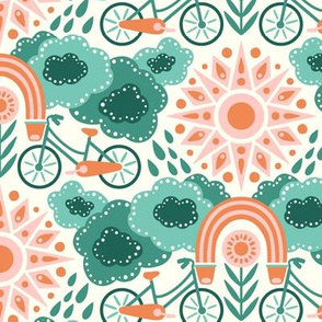 Bicycles + Rainbows | Medium Scale | Teal Orange Bicycle