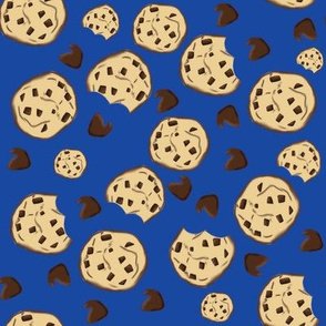 Chocolate Chip Cookies On Blue