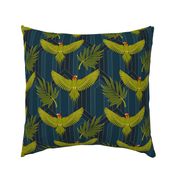 WILD PARROTS - ART DECO TEAL