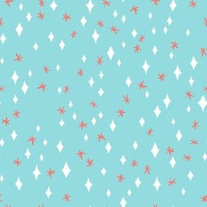 Small Happy Winter Holidays Snowflake + Diamond Print // © ZirkusDesign // Christmas, Hanukkah, Light Blue, Red, White, Festive, Minimalist, Celebration, Party, gender neutral face mask wallpaper