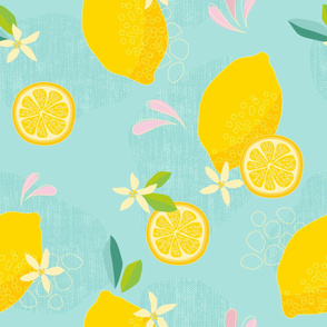Large Lemons and Turquoise Fun Kitchen Design 