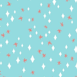 Medium Happy Winter Holidays Snowflake + Diamond Print // © ZirkusDesign // Christmas, Hanukkah, Light Blue, Red, White, Festive, Minimalist, Celebration, Party, gender neutral face mask wallpaper