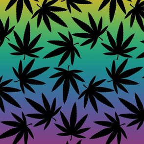 ★ SPINNING WEED ★ Black on Rainbow - Large Scale/ Collection : Cannabis Factory 1 – Marijuana, Ganja, Pot, Hemp and other weeds prints