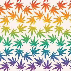 ★ SPINNING WEED ★ Rainbow on Ivory White - Small Scale/ Collection : Cannabis Factory 1 – Marijuana, Ganja, Pot, Hemp and other weeds prints