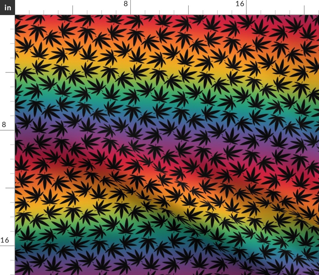 ★ SPINNING WEED ★ Black on Rainbow - Small Scale/ Collection : Cannabis Factory 1 – Marijuana, Ganja, Pot, Hemp and other weeds prints