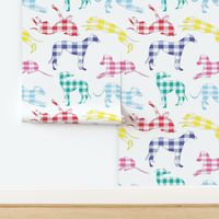 Greyhounds Plaid Patchwork on White