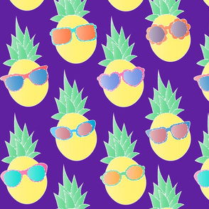 Pineapples Wearing Sunglasses - Purple