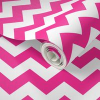 1" white bright pink chevron