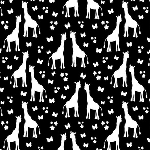 Giraffe Friends - white on black, medium