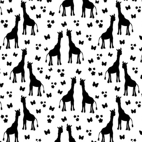 Giraffe Friends - black on white, medium