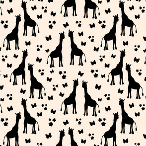Giraffe Friends - black on cream beige, medium