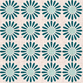 medium Retro Daisy  GreenTeal