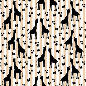 Giraffe Friends - black on beige stripes, medium