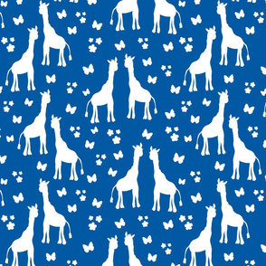 Giraffe Friends - white on classic blue, medium