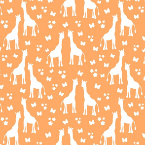Giraffe Friends - white on apricot orange, medium