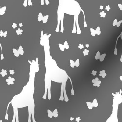 Giraffe Friends - white on ultimate gray, medium