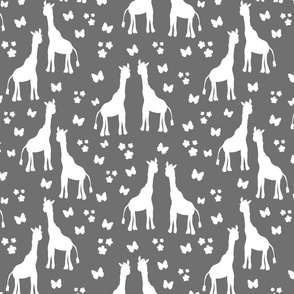 Giraffe Friends - white on ultimate gray, medium