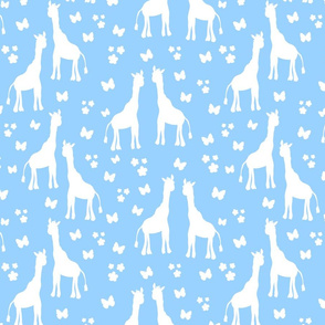 Giraffe Friends - white on baby blue, medium