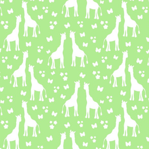 Giraffe Friends - white on mint green, medium