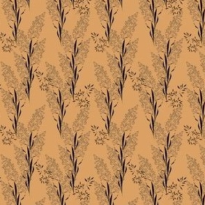 Safari Wind Grass // Normal Scale // Ochre Background // Botanical Vibe // Nature Flowers 