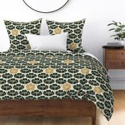 1920s Flora l - Large - Evergreen, Gold