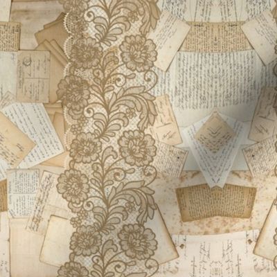 Grandmacore Letters and lace - cottagecore vintage antique  wallpaper 